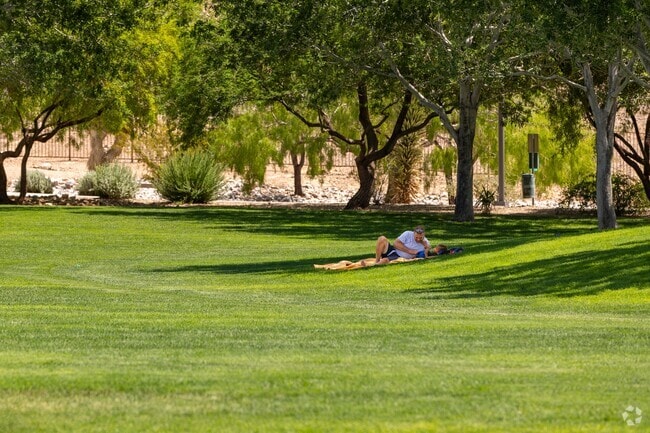 There is lots of open space and grassy areas for family in Mountain's Edge, Nevada.