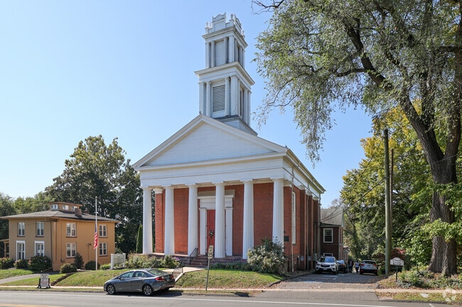 The facade of the First Congregational Church greets visitors driving into downtown Cromwell.