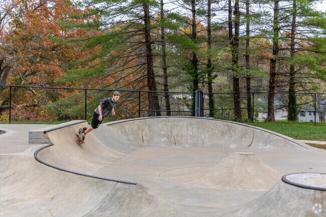 Parkview Park's skate park has multiple ramps and rails for skaters to have fun on in Five.