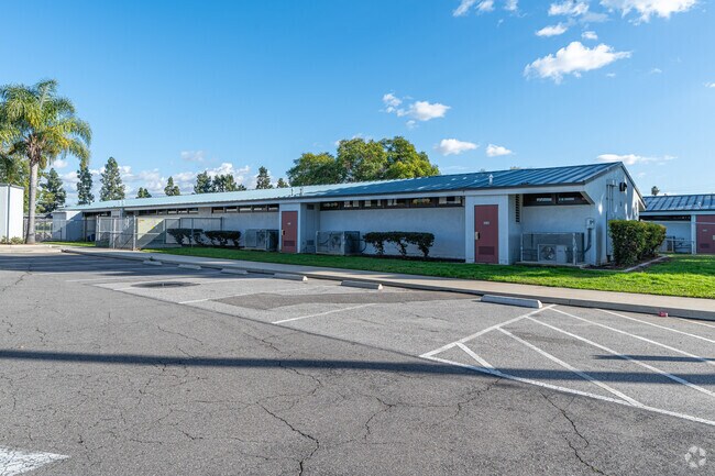 A front building at Arlie F. Hutchinson Middle School in La Mirada