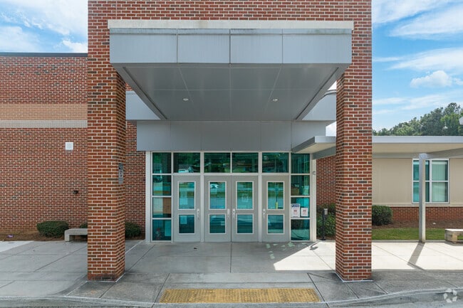 With a modern design Tara Elementary School features classic brick styling with metal and glass.