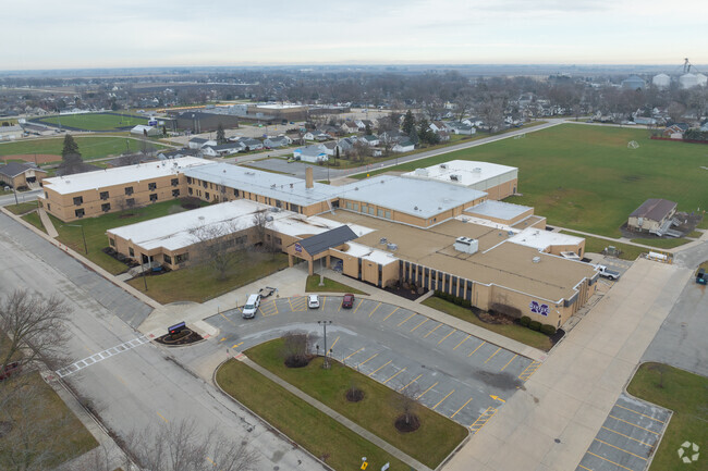 Manteno Middle School offers a sprawling campus when viewed from above.