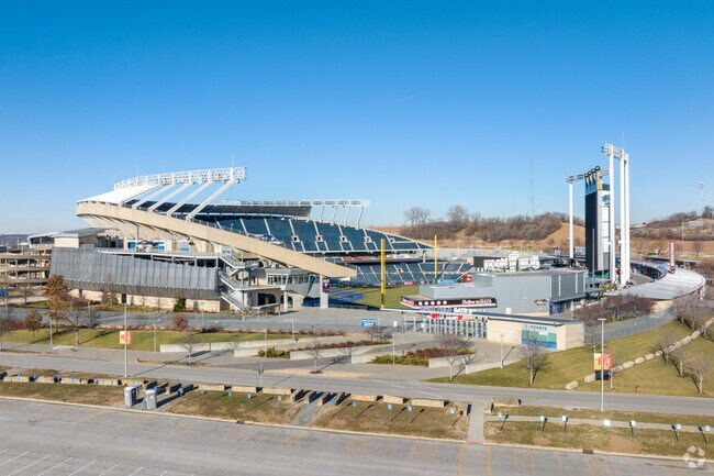 When heading into downtown via I-70, residents will pass by Kauffman Stadium, home of the KC Royals, an MLB team.