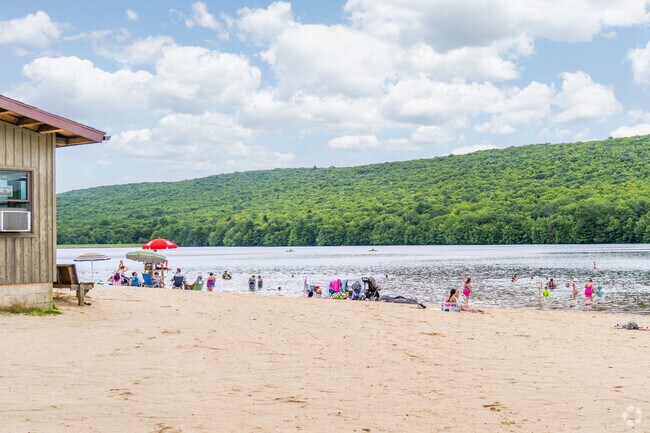 A large beach is a great place to relax at Mauch Chunk Lake Park.