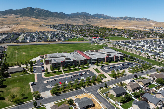 Sunset Ridge Middle School is woven into a neighborhood at the base of the Oquirrh Mountains.