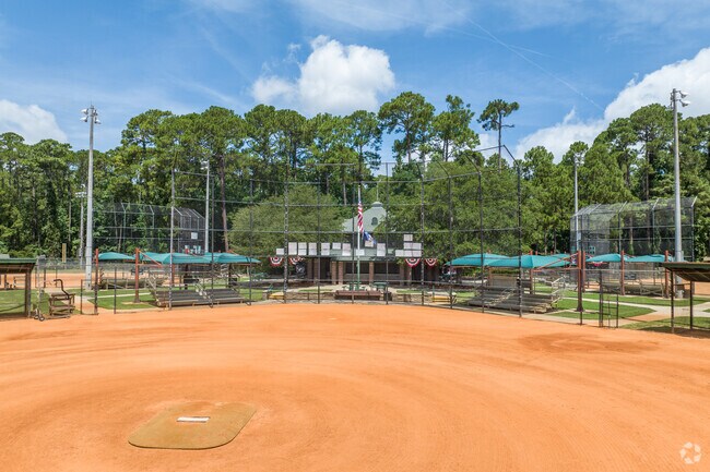 Crossings Park boasts multiple  baseball fields and batting cages.