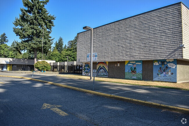 Bright murals greet students at Twin Lakes Elementary School in Federal Way, WA.