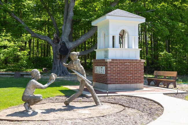 Lamont Community Park features a playground, volleyball court, pavilion and baseball field.
