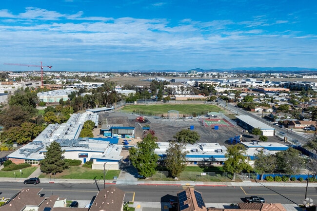 An elevated view of Angier Elementary located in Serra Mesa.