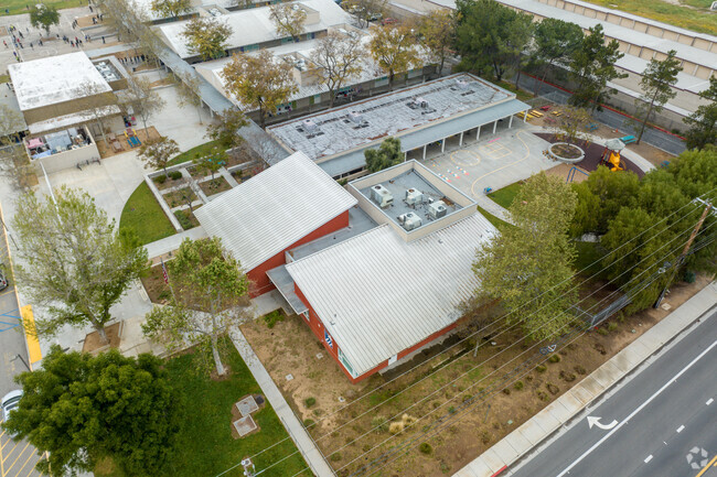 Unique Aerial View of Front Office at Woodcrest Elementary in Woodcrest