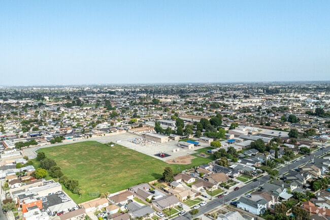 An aerial view of the athletic fields at Washington Elementary School in Bellflower.