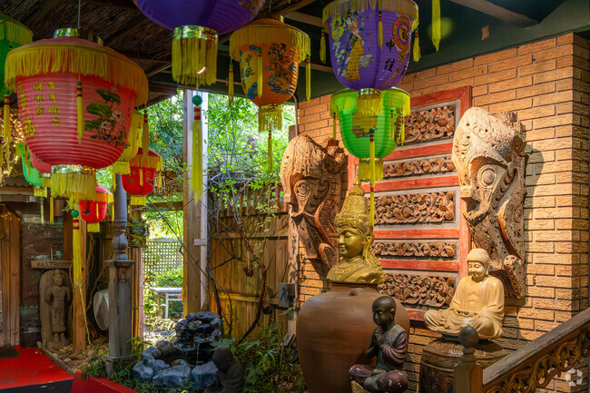 The garden area of Indochine Restaurant in Forest Hills North feels straight out of Thailand.