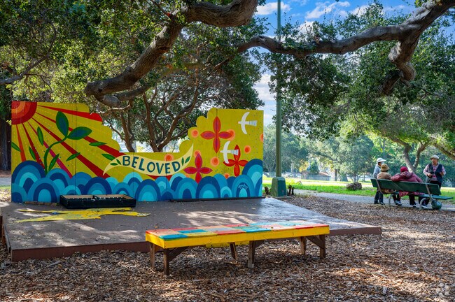 San Antonio Park has a stage for the kids to act out plays.