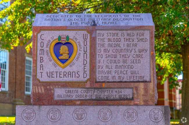 A Purple Heart monument pays tribute to local heroes.