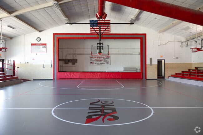 Rose Hill Recreation Center’s basketball court hosts youth leagues and adult fitness classes.