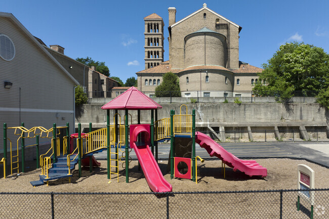 There is a decent-size playground for children to play on at Alliance Academy Of Cincinnati.