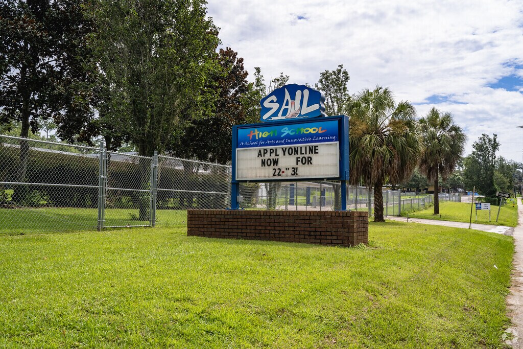Entrance sign to SAIL High School.