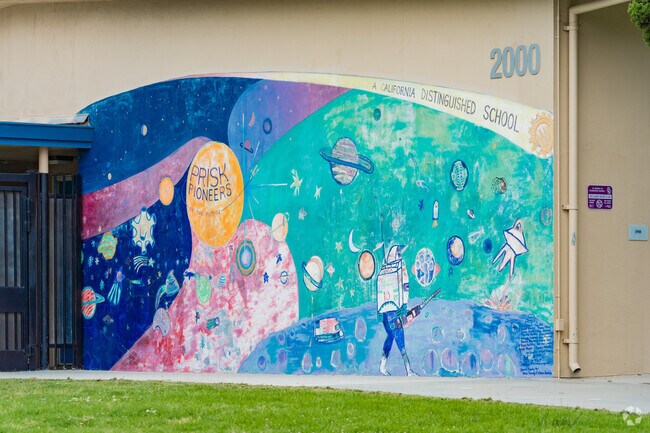 William F Prisk Elementary has a colorful mural.