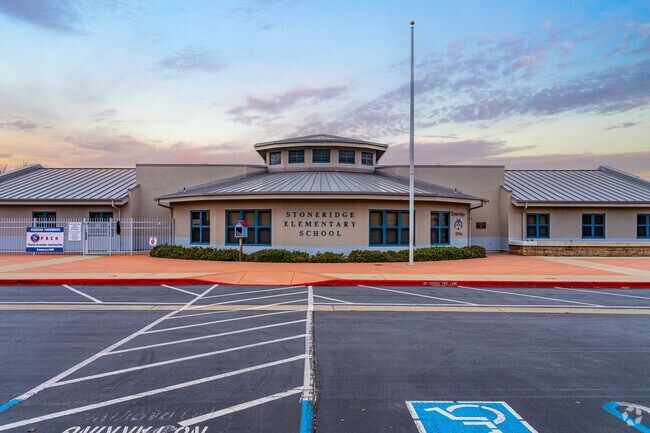 Beautiful sunset sky stretches over Stoneridge Elementary School.