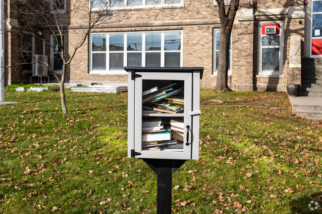 A book exchange is located at School No. 8.