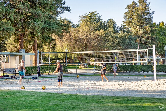Roxbury Park in Beverly Hills has sand volleyball courts enjoyed by players year-round.