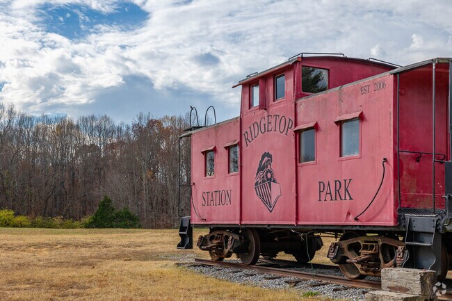 Ridgetop Station Park has a large train landmark for the railroad history near Greenbrier.