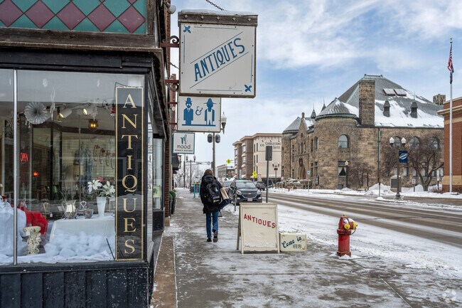 Downtown Menomonie has a variety of antique and thrift stores along their walkable streets.