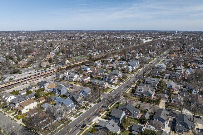 Floral Park Boulevard runs alongside the Long Island Rail Road.