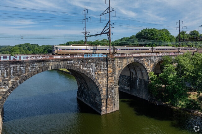 Brewerytown Septa light rail lines have beautiful views into the city over the Schuylkill RIver.