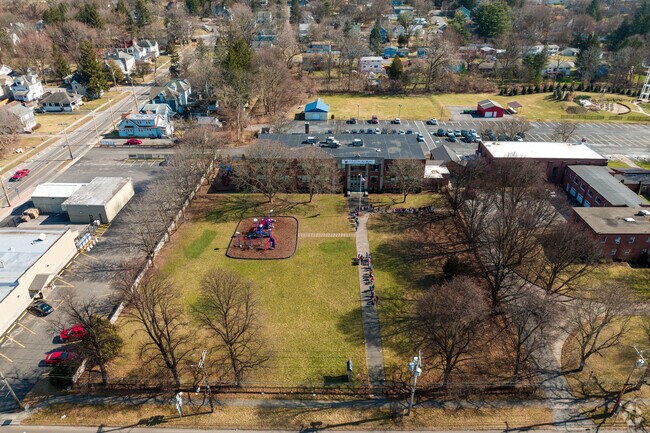 Aerial view of Academy of Science & Citizenship Charter School in Southside.