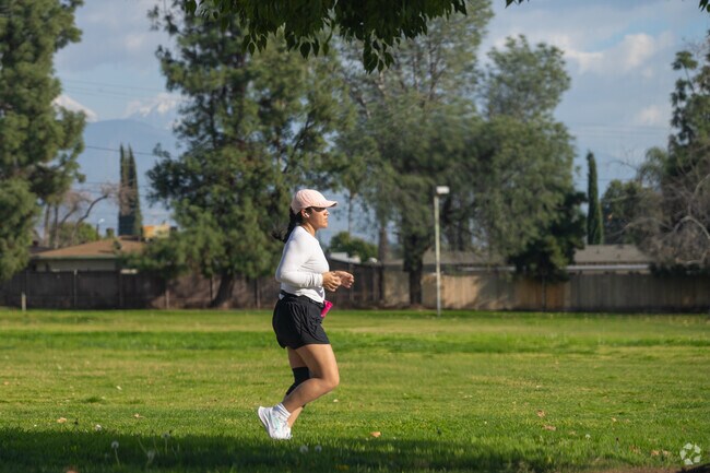 Take a run around the trail at Speicher Park.
