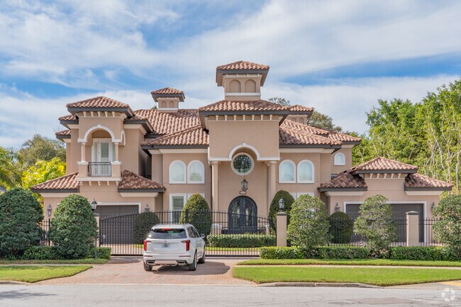 Spanish styled Mansions stand gracefully over the streets of Belleaire.