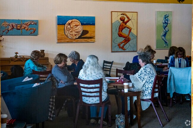 Swill Coffee and Wine has a large seating room inviting all ages to play games in Virginia Lake.
