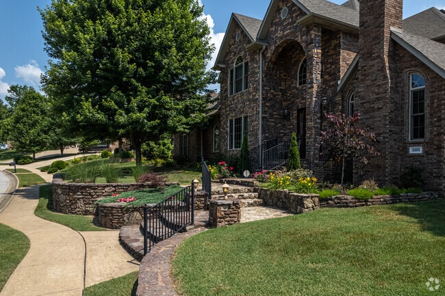 Stone terraces and walkways draw eyes to many of the homes in the Copper Creek neighborhood.