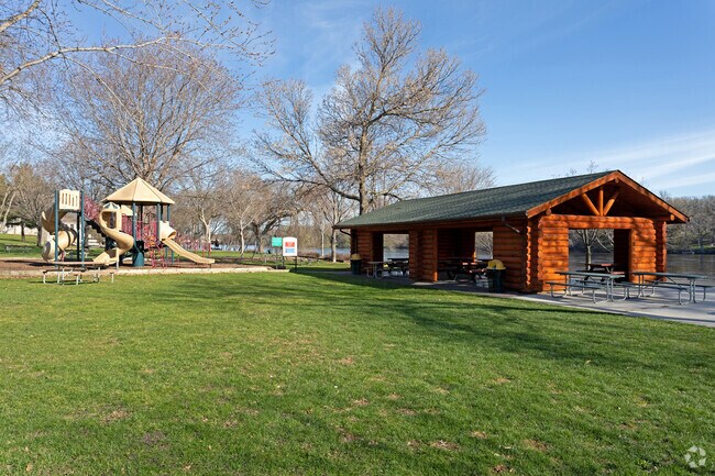 Ellison Park features a playground, picnic shelter, and boat access to the Mississippi River.