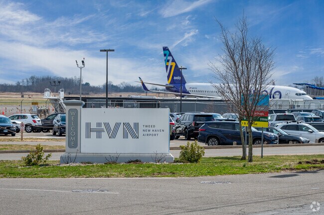 Tweed New Haven Airport is a 7-mile drive from West Haven via I-95.