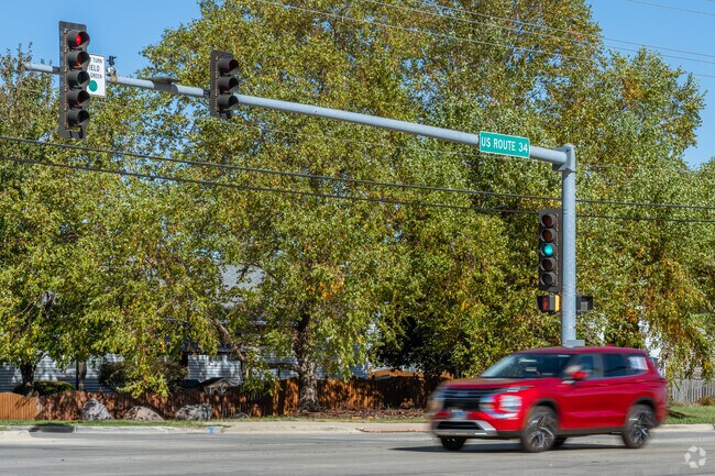 US Route 34 bisects North Oswego and is a major thoroughfare.