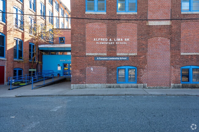 The school's name of Alfred Lima Elementary School in Providence.