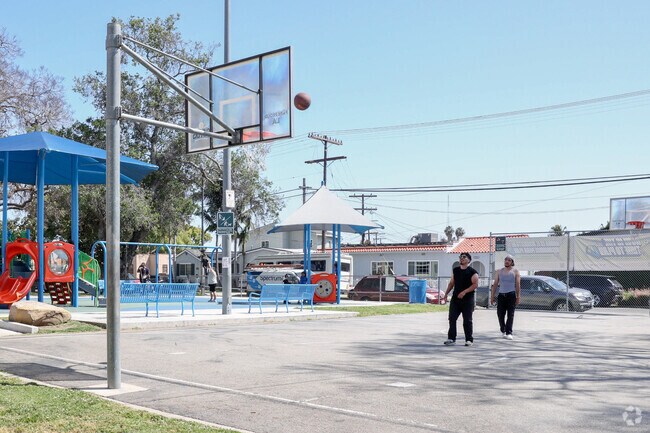 Locals enjoy practicing basketball at Vineyard Recreation Center in West Adams.