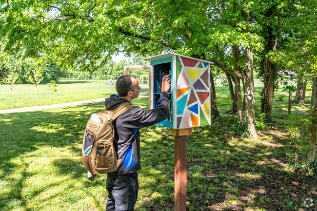 There is a great Little Free Library at the Evansville State Hospital Grounds.