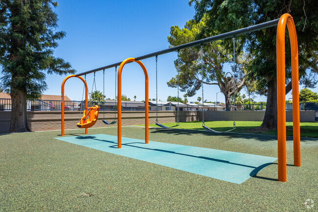 Swing into fun on the playful swings at Tumbleweed Elementary School in Phoenix.