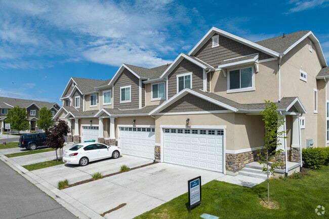 Newly built townhomes are common in the Sunset Heights neighborhood in Utah.