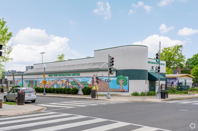 Decorated with murals, the Park View Recreation Center sits at the center of the community.