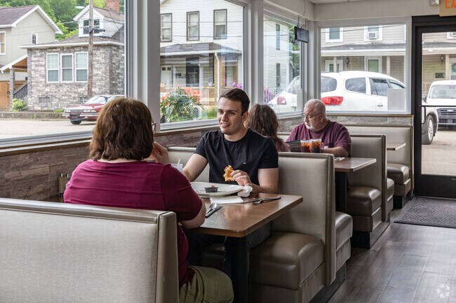 Friends and family meet for lunch at Lenzi's Restaurant near Charleroi.