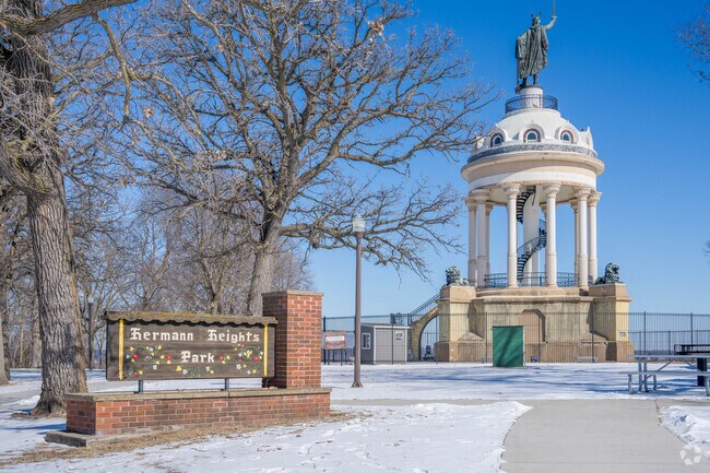Hermann Heights Park is the site of the iconic monument that looks over the town.