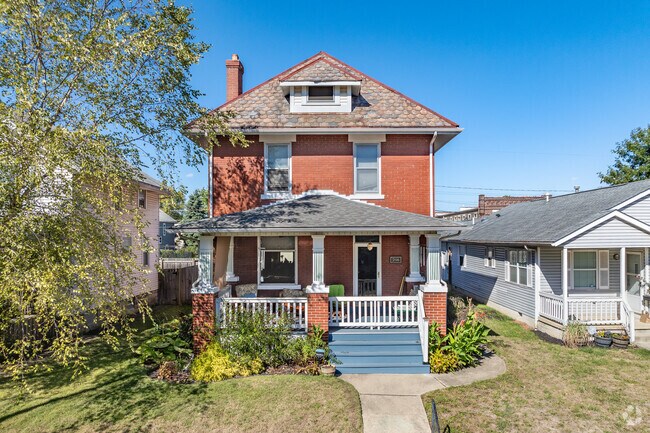 Two-story brick homes are very common in Merion Village.