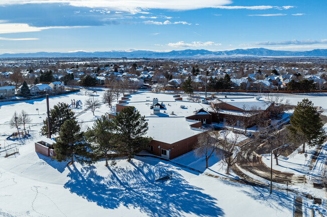 The front drop-off circle at Tarver Elementary School in Thornton, Colorado.