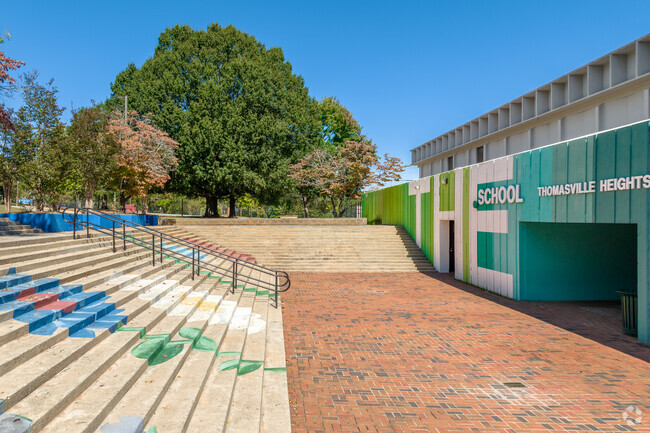 The colorful front entrance of Thomasville Heights Elementary greets students as they enter.
