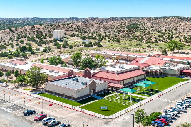 Pablo Roybal Elementary sits in the high desert landscape near El Rancho.