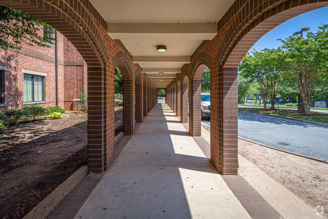 Walk along the scenic archway to head to class at the Tucker Middle School.